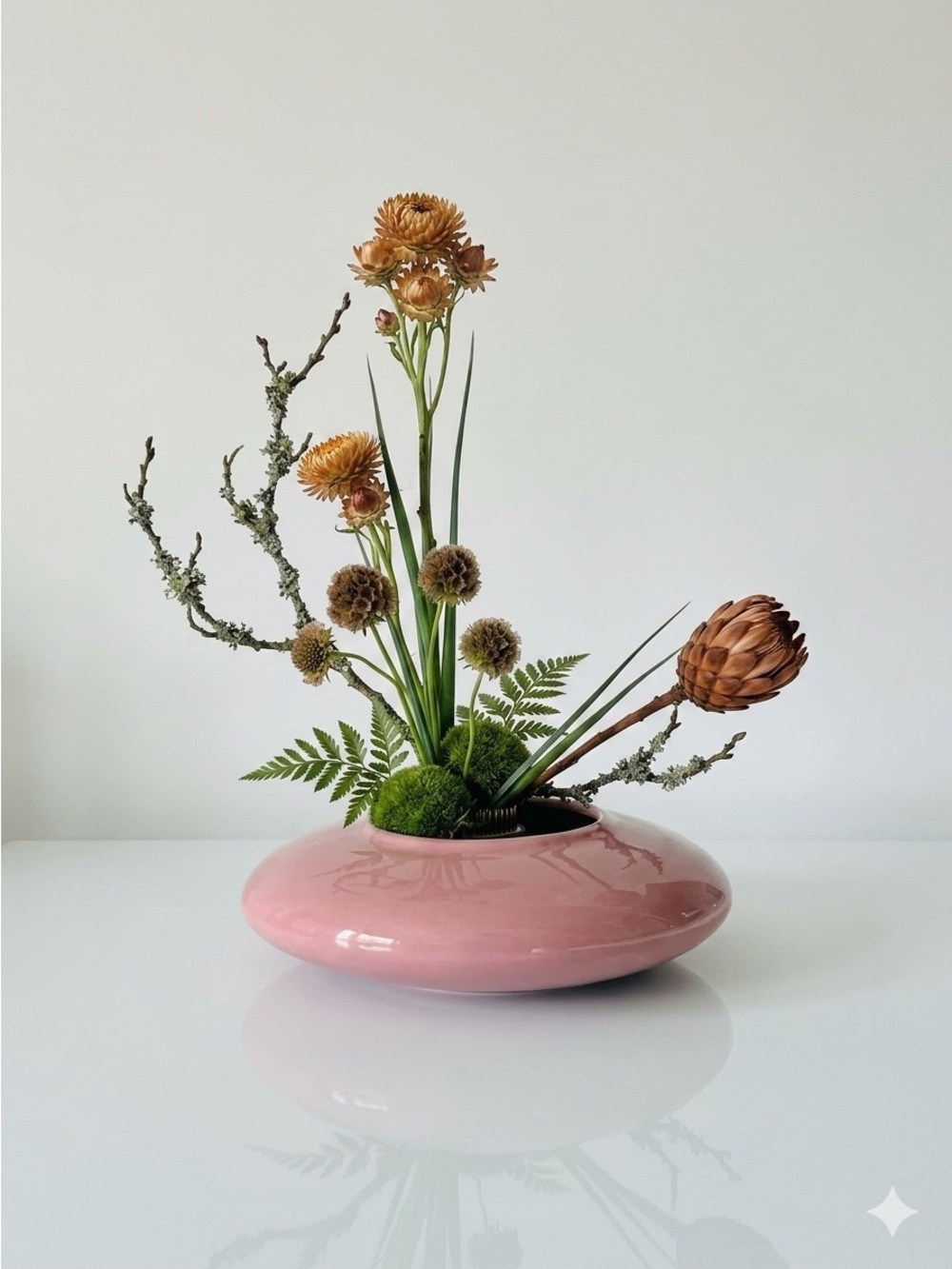 Canada Pottery Ikebana Vase Planter Pink Vintage Flying Saucer Vase Stamped